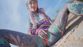 Outdoors get pounded by tat-titted tattooed dude, dreadhead hippie chick on all fours Outdoors get pounded by tat-titted tattooed dude, dreadhead hippie chick on all fours