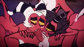 Blazing Threesome Frenzy: Moxxie, Blitzo, and Millie Go Wild for Some Helluva Boss Bonin'