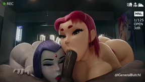 Starfire And Raven Engulf Massive Dick&#x1F32D; In Oral&#x1F61C; Frenzy