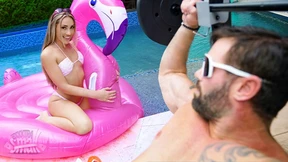 As Joey utilizes his petite companion Mackenzie as lift support, fitness enthusiast completes grueling exercise routine As Joey utilizes his petite companion Mackenzie as lift support, fitness enthusiast completes grueling exercise routine
