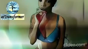 Milking massive BBC in a cartoon nymph's mouth