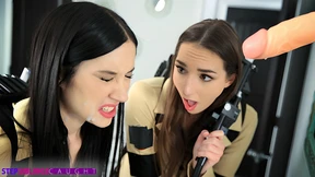 Andi Rose begs Jazmin to suck😜 her stepbrother’s massive rubber cocks