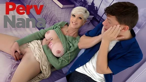 Wild Nana gets her groove on with massive dildo