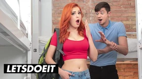 Slutty vixen gets filthy deep-throated by her horny&#x1F975; roommate in squalid hostel room