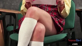'Young college tease torments professor into ejaculation; 21yo CFNM voyeur'