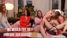 4 Hotties Get Down with Strap-On Lesbian Fun Ride