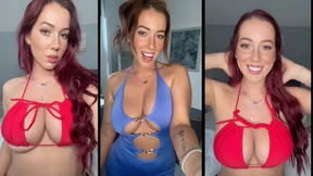 Sexy Mom flaunts her massive juggs & naughty😈 undies during cosplay try-on sesh