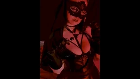 Raunchy goth nun seduces with enormous knockers and strap-on shimmy dance party
