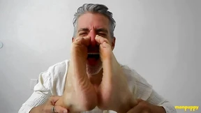 Richard's filthy feet flexed for yoga domination, a DILF's nasty foot worship ritual Richard's filthy feet flexed for yoga domination, a DILF's nasty foot worship ritual