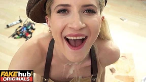 FAKEhub - Blonde freak teats off with fat cock🍆 in messy hardcore threesome