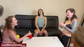 Orgasming alone with oversized dildo, courtesy of strip game conquest