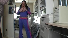 Alluring ebony teen indulges in self-love, fingers deftly grasping her tantalizing tits