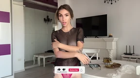 Ponytail Blonde Shows Off Giant Tits in Try on Session