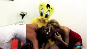 Thick-jacked dude in uniform scores dual vaginas simultaneously