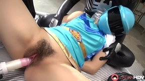Japanese nymph in sapphire jumpsuit enjoys group debauchery with adult toys unfiltered