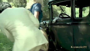 Blonde bombshell Naomi's titanic curves tempt dude for outdoor anal&#x1F44C; adventure with a nasty cumshot