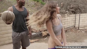 Slippery Teen Viciously Fucked and Creamed by Massive Black Shaft