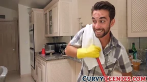 Hot Brunette Demi Lowe Bares All for a Kitchen&#x6DEB; Session