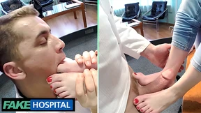 Redhead's Hot Tricks Get Double Cum from Feet-Fascinated Doc at Fake Clinic