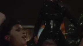 Redhead dominatrix torments and strapon fucks bound sub