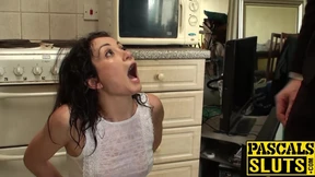 Slut dunks her head in water as she gets her big ass slapped