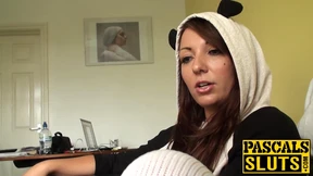 Sexy girl with natural tits gets her hot pussy destroyed