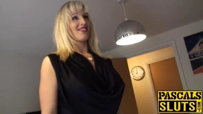 Busty blonde MILF Rebbeca Moore deepthroats rock hard cock