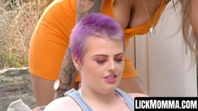 Pink haired Grace Fatale makes her STEPMOM Tawney Lane WET