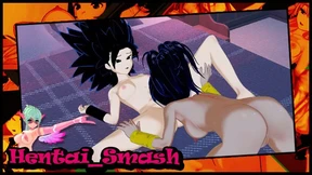 Saiyan lesbians Caulifla and Kale take turns eating pussy Dragon Ball Super Hentai