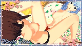 Aqua and Megumin rub their pussies and orgasm together 