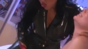 PussyCatsLatex com - Big ass lesbian's paddling submission to leather-clad mistress PussyCatsLatex com - Big ass lesbian's paddling submission to leather-clad mistress