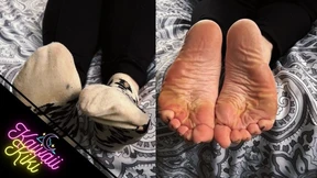 I'll take her dirty sneakers off and get down on her wet feet