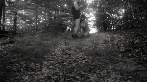 Bound slave slut gets walked like a dog in woods