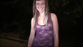 Teen cutie Alexis Crystal joins public sex gang-bang orgy