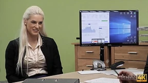 Fucked by her creditor: hot MILFs' workplace sex rendezvous