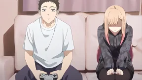 Seductive stepsis gets stepbro on PlayStation, uncensored anime BJ in seconds