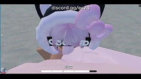 Randy beach romp with a provocative Roblox vixen~