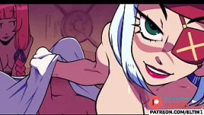 As 'Knight' succumbs to lust, hot creampie gangbang action unfurls within dimly-lit tavern shadows