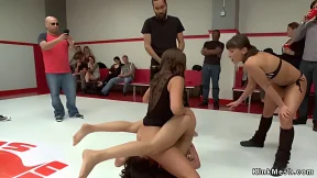 Bound grappler ravaged in public Bound grappler ravaged in public