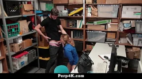 Big-titted mall guard finds a hard-on in suspect's pants, Perp4k