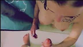 Steamy amateur shower🚿 sex ends with juicy jizz dripping down gorgeous gal's enormous boobies Steamy amateur shower🚿 sex ends with juicy jizz dripping down gorgeous gal's enormous boobies