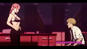 Miss Makima's wet mouth on student's cock&#x1F32D; in dark cinema