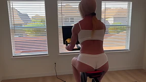 Slipping off my Peloton spin shoes and shedding my layers for your pleasure Slipping off my Peloton spin shoes and shedding my layers for your pleasure