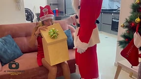 Santa's sack surprises a Latina sweetheart with his massive schlong and creamy breast milk Santa's sack surprises a Latina sweetheart with his massive schlong and creamy breast milk