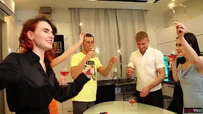 New Year Party: College Students Enjoy Intense Group Sex