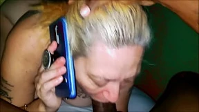 Blowjob on the side while hubby waits anxiously at work