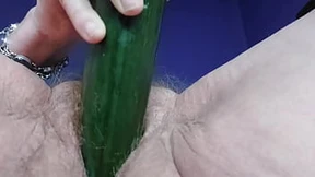 Old Grannie Fucks Wet Hairy Twat & Ass&#x1F351; With Gargantuan Cucumber