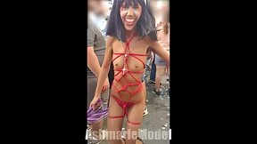 Hairy Goddess Striptease Nipple Flash Upskirt Street Show