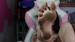 Sucking on dirty socks in slow motion, intense close-up toe job tease