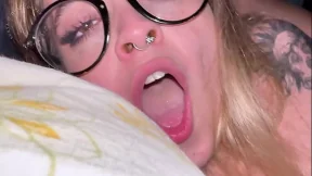 Blonde Student Gagging Deep Throat Slob Show